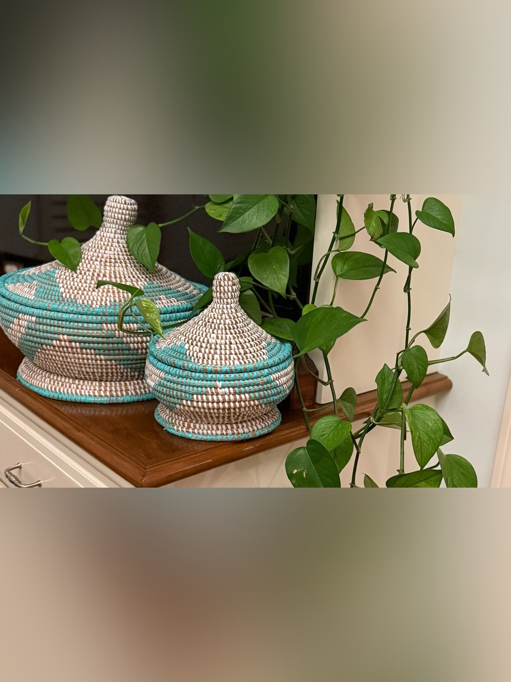 Anthropologie Urban Outfitters Boho Eclectic Handwoven Senegalese Wishing Basket